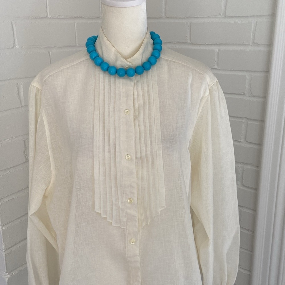 Womens Classic Spring Summer Cream Poet Blouse Size 16